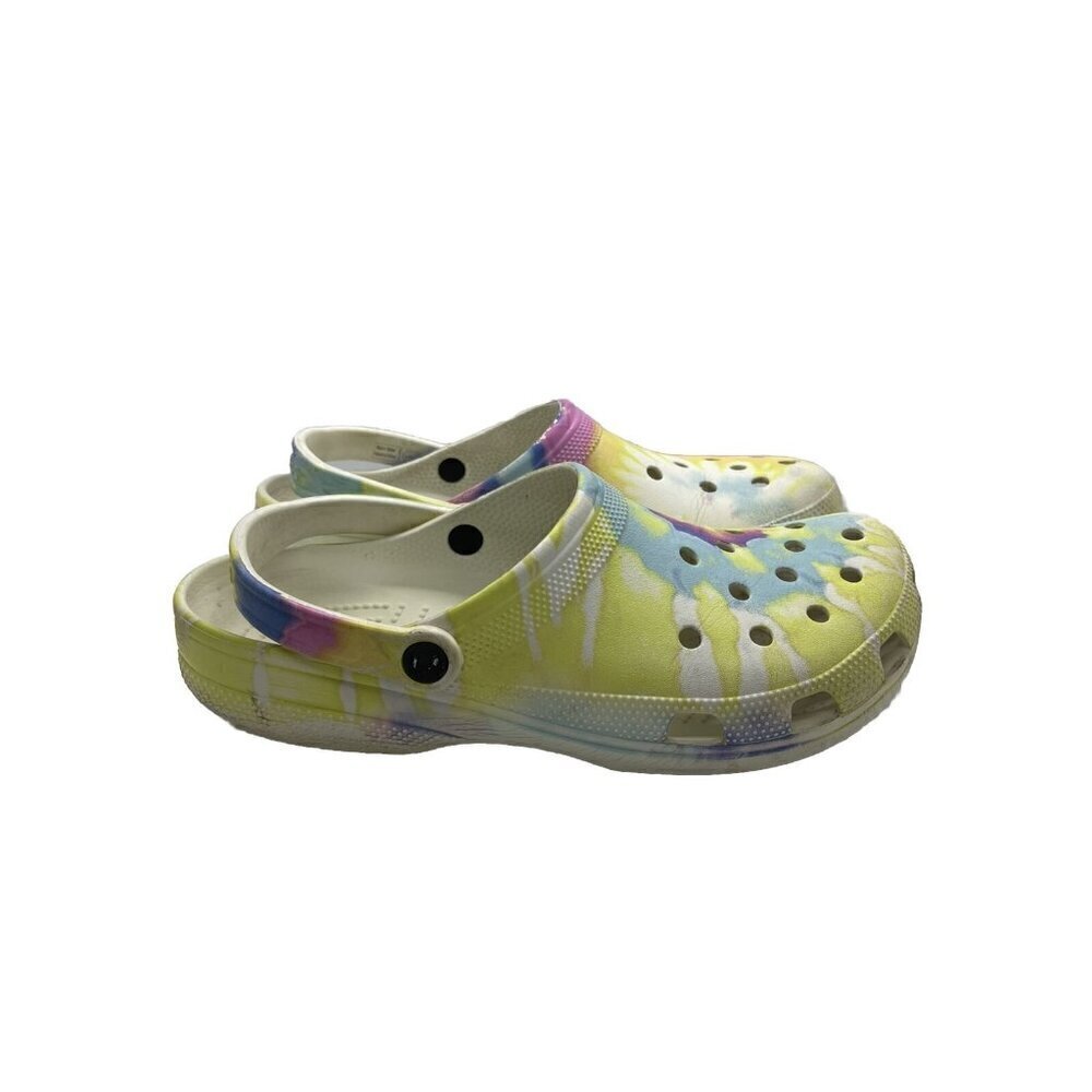 Crocs Classic Tie Dye Rainbow Graphic Clog Pastel M12 Slip On Shoes 205453